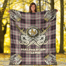 Scottish Premium Blanket MacPherson Hunting Ancient Clan Tartan Blanket - Gold Courage Style Scottish Plaid Tartan Plaid