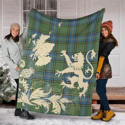 Scottish MacMillan Hunting Ancient Clan Tartan Blanket -  Lion Thistle Map Style Scottish Plaid Tartan Plaid