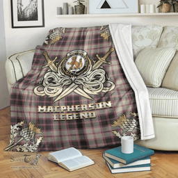 Scottish Premium Blanket MacPherson Hunting Ancient Clan Tartan Blanket - Gold Courage Style Scottish Plaid Tartan Plaid
