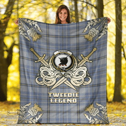 Scottish Premium Blanket Tweedie Clan Tartan Blanket - Gold Courage Style Scottish Plaid Tartan Plaid