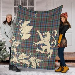 Scottish MacDuff Hunting Ancient Clan Tartan Blanket -  Lion Thistle Map Style Scottish Plaid Tartan Plaid