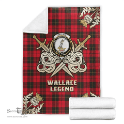 Scottish Premium Blanket Wallace Weathered Clan Tartan Blanket - Gold Courage Style Scottish Plaid Tartan Plaid