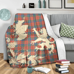 Scottish Rob Roy MacGregor Modern Clan Tartan Blanket -  Lion Thistle Map Style Scottish Plaid Tartan Plaid
