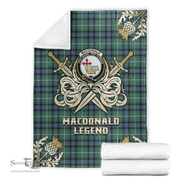 Scottish Premium Blanket MacDonald of the Isles Hunting Ancient Clan Tartan Blanket - Gold Courage Style Scottish Plaid Tartan Plaid