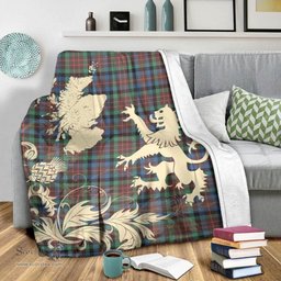 Scottish MacDuff Hunting Ancient Clan Tartan Blanket -  Lion Thistle Map Style Scottish Plaid Tartan Plaid