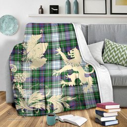 Scottish MacKenzie Dress Modern Clan Tartan Blanket -  Lion Thistle Map Style Scottish Plaid Tartan Plaid