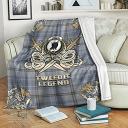 Scottish Premium Blanket Tweedie Clan Tartan Blanket - Gold Courage Style Scottish Plaid Tartan Plaid