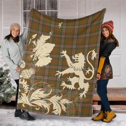 Scottish SCOTT BROWN MODERN Clan Tartan Blanket -  Lion Thistle Map Style Scottish Plaid Tartan Plaid