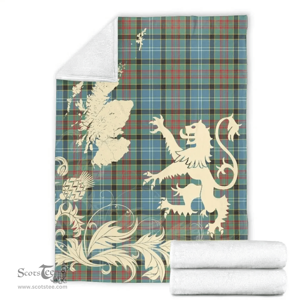 Scottish Paisley District Clan Tartan Blanket -  Lion Thistle Map Style Scottish Plaid Tartan Plaid