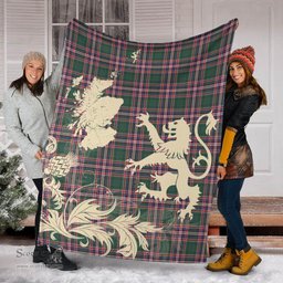 Scottish MacFarlane Hunting Modern Clan Tartan Blanket -  Lion Thistle Map Style Scottish Plaid Tartan Plaid
