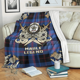 Scottish Premium Blanket Maule Clan Tartan Blanket - Gold Courage Style Scottish Plaid Tartan Plaid