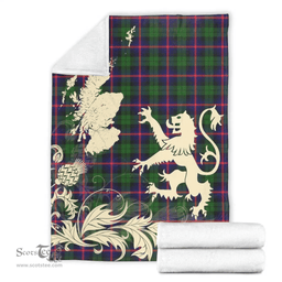 Scottish Urquhart Modern Clan Tartan Blanket -  Lion Thistle Map Style Scottish Plaid Tartan Plaid