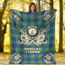 Scottish Premium Blanket Barclay Hunting Ancient Clan Tartan Blanket - Gold Courage Style Scottish Plaid Tartan Plaid