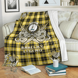 Scottish Premium Blanket Barclay Dress Modern Clan Tartan Blanket - Gold Courage Style Scottish Plaid Tartan Plaid