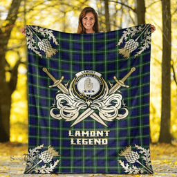 Scottish Premium Blanket Lamont Modern Clan Tartan Blanket - Gold Courage Style Scottish Plaid Tartan Plaid