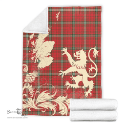 Scottish MacLay Modern Clan Tartan Blanket -  Lion Thistle Map Style Scottish Plaid Tartan Plaid