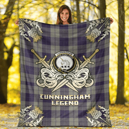 Scottish Premium Blanket Cunningham Dress Blue Dancers Clan Tartan Blanket - Gold Courage Style Scottish Plaid Tartan Plaid