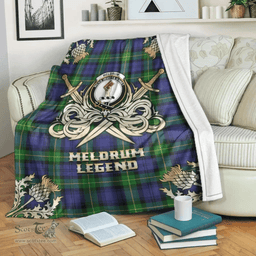 Scottish Premium Blanket Meldrum Clan Tartan Blanket - Gold Courage Style Scottish Plaid Tartan Plaid