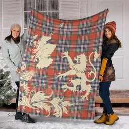 Scottish MacFarlane Ancient Clan Tartan Blanket -  Lion Thistle Map Style Scottish Plaid Tartan Plaid