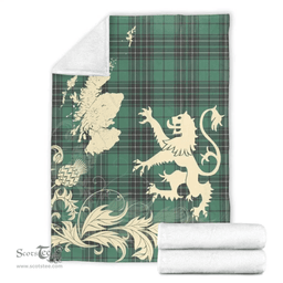 Scottish MacLean Hunting Ancient Clan Tartan Blanket -  Lion Thistle Map Style Scottish Plaid Tartan Plaid