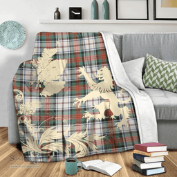 Scottish MacDuff Dress Ancient Clan Tartan Blanket -  Lion Thistle Map Style Scottish Plaid Tartan Plaid