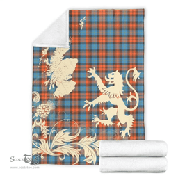 Scottish MacLachlan Ancient Clan Tartan Blanket -  Lion Thistle Map Style Scottish Plaid Tartan Plaid