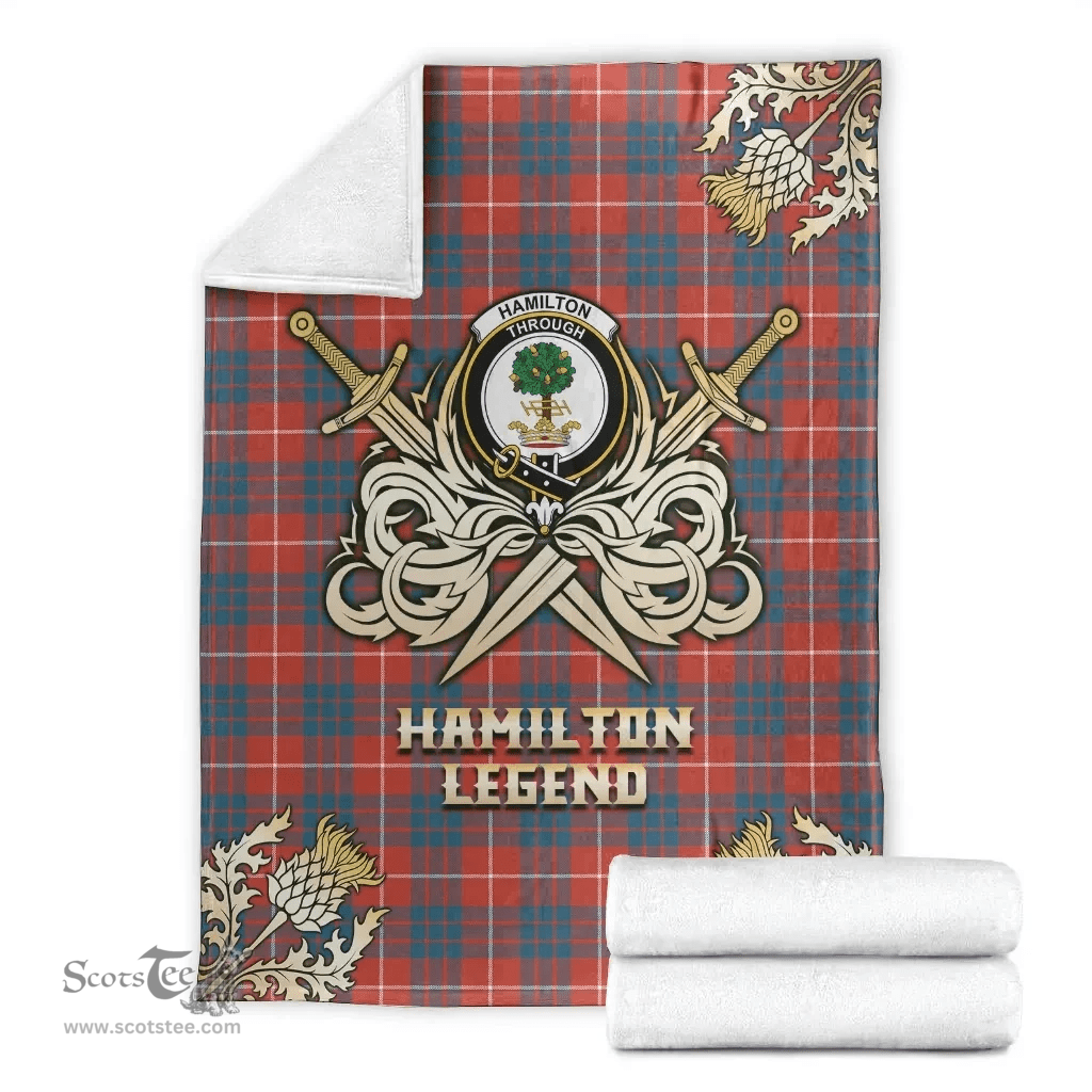 Scottish Premium Blanket Hamilton Ancient Clan Tartan Blanket - Gold Courage Style Scottish Plaid Tartan Plaid
