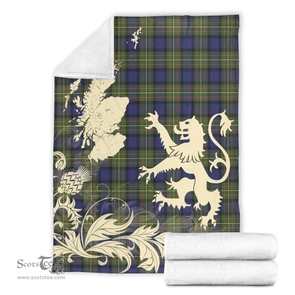 Scottish MacLaren Modern Clan Tartan Blanket -  Lion Thistle Map Style Scottish Plaid Tartan Plaid