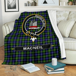 Scottish MacNeil (of Barra) Clan Tartan Blanket - Crest Classic Scottish Plaid Tartan Plaid
