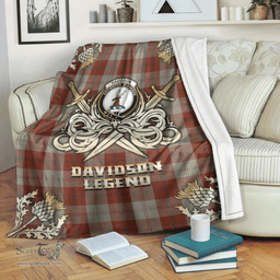 Scottish Premium Blanket Davidson Dress Dancers Clan Tartan Blanket - Gold Courage Style Scottish Plaid Tartan Plaid