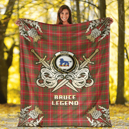 Scottish Premium Blanket Bruce Modern Clan Tartan Blanket - Gold Courage Style Scottish Plaid Tartan Plaid