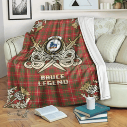 Scottish Premium Blanket Bruce Modern Clan Tartan Blanket - Gold Courage Style Scottish Plaid Tartan Plaid