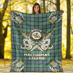 Scottish Premium Blanket MacThomas Ancient Clan Tartan Blanket - Gold Courage Style Scottish Plaid Tartan Plaid