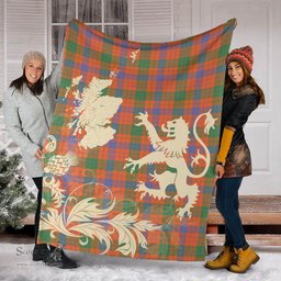 Scottish Ross Ancient Clan Tartan Blanket -  Lion Thistle Map Style Scottish Plaid Tartan Plaid