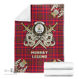Scottish Premium Blanket Murray of Tulloch Modern Clan Tartan Blanket - Gold Courage Style Scottish Plaid Tartan Plaid
