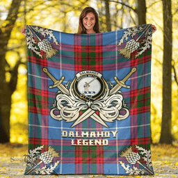 Scottish Premium Blanket Dalmahoy Clan Tartan Blanket - Gold Courage Style Scottish Plaid Tartan Plaid