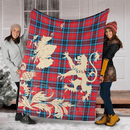 Scottish MacTavish Modern Clan Tartan Blanket -  Lion Thistle Map Style Scottish Plaid Tartan Plaid