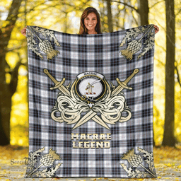 Scottish Premium Blanket MacRae Dress Modern Clan Tartan Blanket - Gold Courage Style Scottish Plaid Tartan Plaid