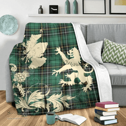 Scottish MacAlpine Ancient Clan Tartan Blanket -  Lion Thistle Map Style Scottish Plaid Tartan Plaid