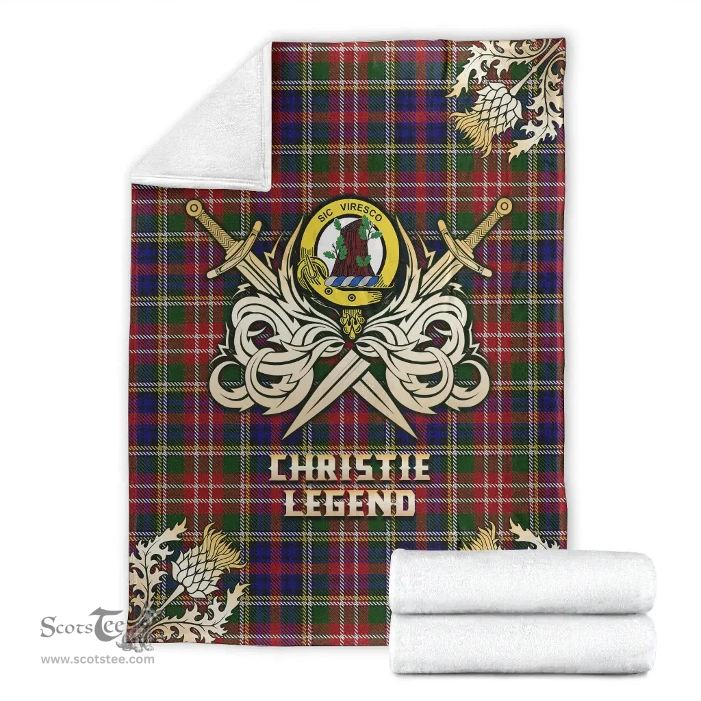 Scottish Premium Blanket Christie Clan Tartan Blanket - Gold Courage Style Scottish Plaid Tartan Plaid