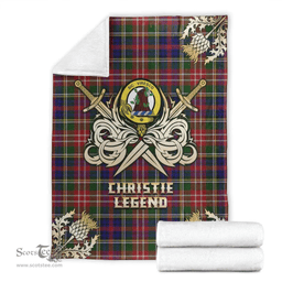 Scottish Premium Blanket Christie Clan Tartan Blanket - Gold Courage Style Scottish Plaid Tartan Plaid