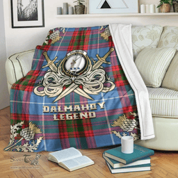 Scottish Premium Blanket Dalmahoy Clan Tartan Blanket - Gold Courage Style Scottish Plaid Tartan Plaid
