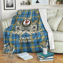 Scottish Premium Blanket Laing Clan Tartan Blanket - Gold Courage Style Scottish Plaid Tartan Plaid