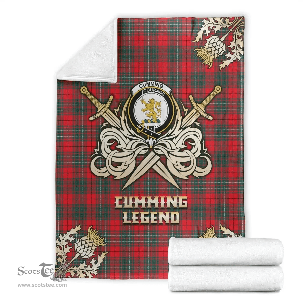 Scottish Premium Blanket Cumming Modern Clan Tartan Blanket - Gold Courage Style Scottish Plaid Tartan Plaid