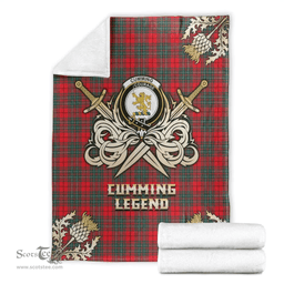 Scottish Premium Blanket Cumming Modern Clan Tartan Blanket - Gold Courage Style Scottish Plaid Tartan Plaid