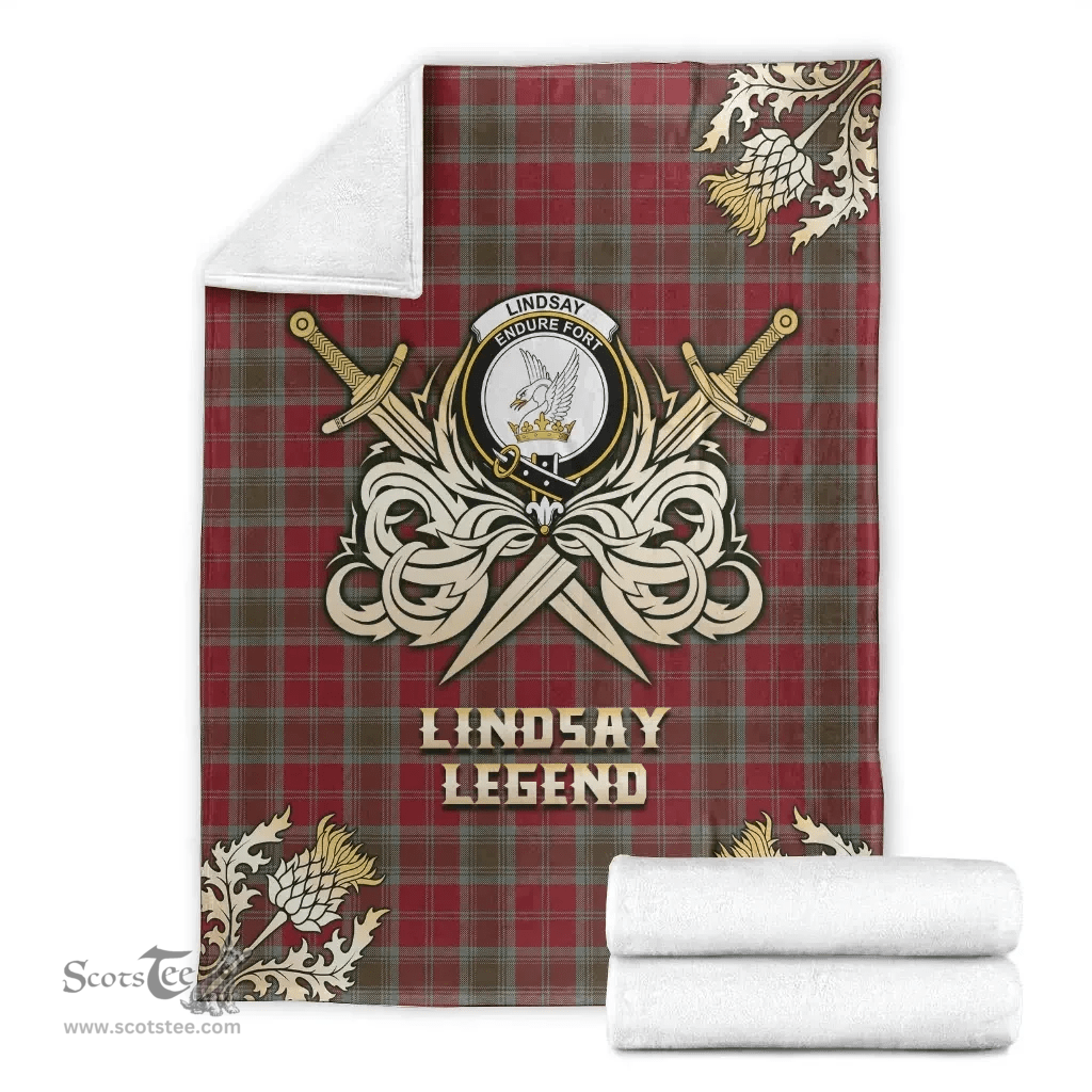 Scottish Premium Blanket Lindsay Weathered Clan Tartan Blanket - Gold Courage Style Scottish Plaid Tartan Plaid