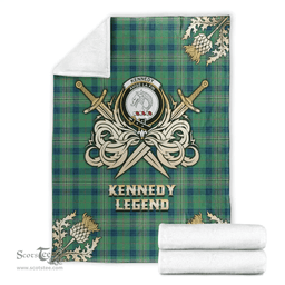 Scottish Premium Blanket Kennedy Ancient Clan Tartan Blanket - Gold Courage Style Scottish Plaid Tartan Plaid