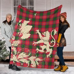 Scottish Rattray Modern Clan Tartan Blanket -  Lion Thistle Map Style Scottish Plaid Tartan Plaid