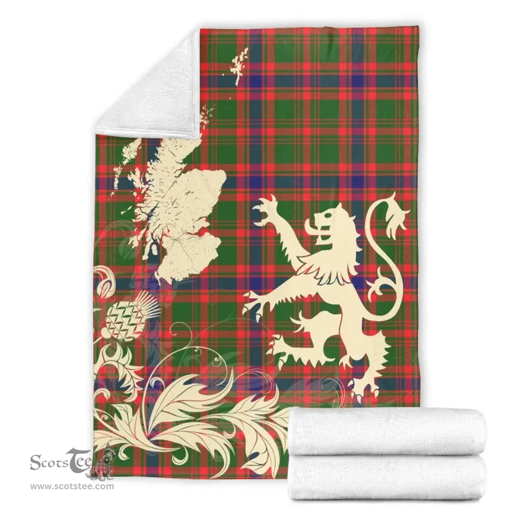 Scottish Nithsdale District Clan Tartan Blanket -  Lion Thistle Map Style Scottish Plaid Tartan Plaid