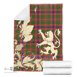 Scottish Nithsdale District Clan Tartan Blanket -  Lion Thistle Map Style Scottish Plaid Tartan Plaid